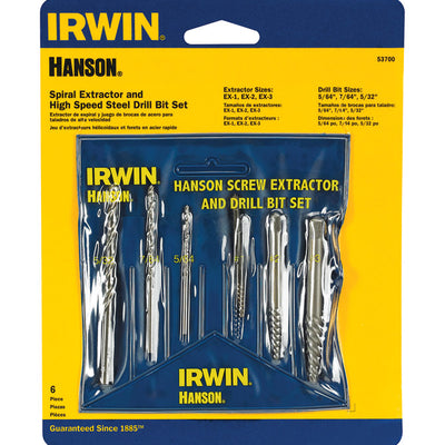 Irwin Hanson 13/32 in. High Speed Steel Bolt Extractor Set 7 in. 6 pc