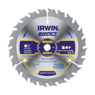 Irwin Marathon 6-1/2 in. D X 5/8 in. Carbide Circular Saw Blade 24 teeth