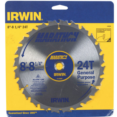 Irwin Marathon 8-1/4 in. D X 5/8 in. Carbide Miter and Table Saw Blade 24 teeth