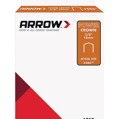Arrow #586 3/8 in. W X 3/8 in. L 18 Ga. Power Crown Standard Staples 1250 pk
