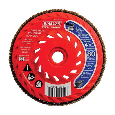 Diablo Steel Demon 4-1/2 in. D X 5/8 in. Zirconia Speed Hub Thread Arbor Flap Disc 80 Grit