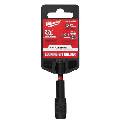 Milwaukee Shockwave 2.88 in. Alloy Steel Impact Magnetic Locking Bit Holder 1/4 in. Hex Shank