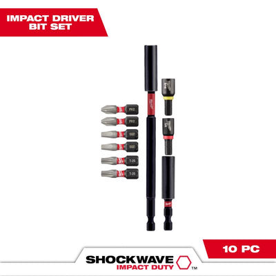 Milwaukee Shockwave Phillips/Square Recess/Torx 6 in. L Impact Insert Bit and Bit Holder Set Steel 1