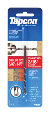 Tapcon 5/32 in. X 3-1/2 in. L Carbide Tipped Masonry Drill Bit Straight Shank