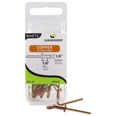 Surebonder Rivets 1/8 in. D X 1/8 in. Copper Short Rivets Yellow 25 pk