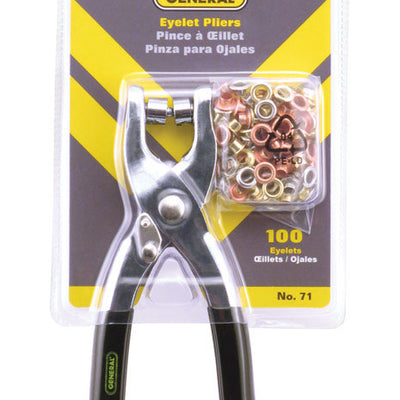 General 101 pc Steel Eyelet Pliers and Eyelets Set 5-3/4 in. L