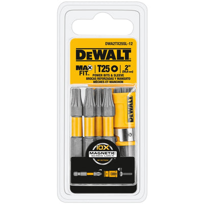 DeWalt Max Fit Torx T25 X 2 in. L Power Bit and Sleeve Set S2 Tool Steel 12 pc