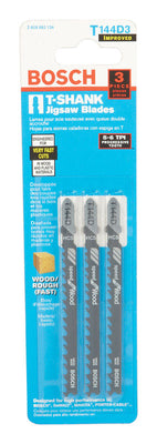 Bosch 4 in. High Carbon Steel T-Shank Side set and ground Jig Saw Blade 6 TPI 3 pk