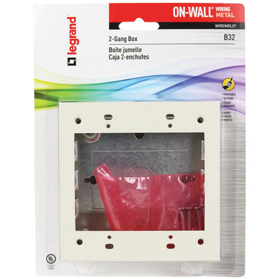 Legrand Square Metal 2 gang Outlet Box Ivory