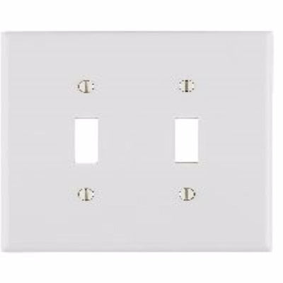 Leviton Antimicrobial Powder Coated White 2 gang Thermoset Plastic Toggle Wall Plate