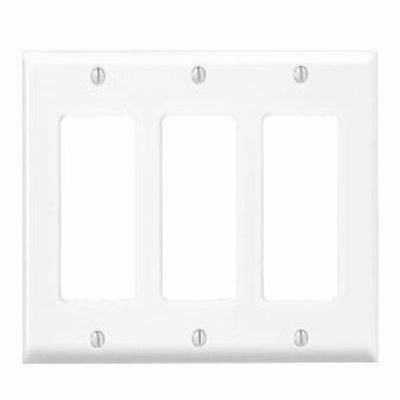 Leviton Antimicrobial Powder Coated White 3 gang Thermoset Plastic Decorator Wall Plate