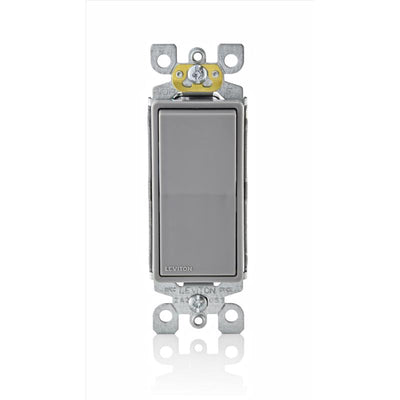 Leviton Decora 15 amps Three Pole Rocker AC Quiet Switch Gray