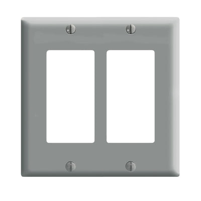 Leviton Decora Gray 2 gang Thermoset Plastic Decorator Wall Plate