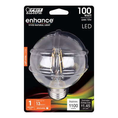 Feit G25 E26 (Medium) Filament LED Bulb Soft White 100 Watt Equivalence