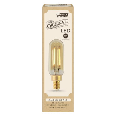 Feit T8 E12 (Candelabra) LED Bulb Amber 40 Watt Equivalence