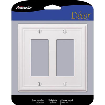 Amerelle Chelsea White 2 gang Stamped Steel Decorator Wall Plate
