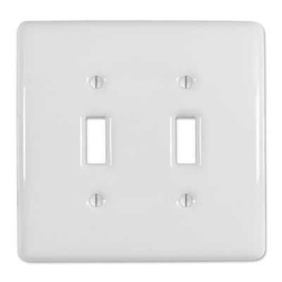 Amerelle Metro White 2 gang Ceramic Toggle Wall Plate