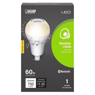 Feit A19 E26 (Medium) LED Speaker Bulb Bright White 60 Watt Equivalence