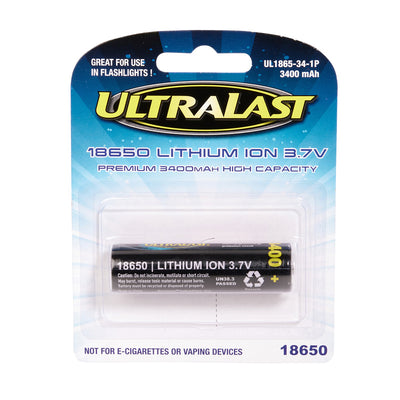 UltraLast Lithium Ion 18650 3.7 V 3400 mAh Rechargeable Battery