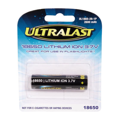 UltraLast Lithium Ion 18650 3.7 V 2600 mAh Rechargeable Battery UL1865-26-1P