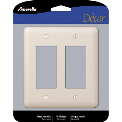 Amerelle Devon Light Almond 2 gang Stamped Steel Decorator Wall Plate