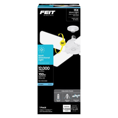 Feit Folding Panel E26 (Medium) LED Garage Bulb Daylight 500 Watt Equivalence