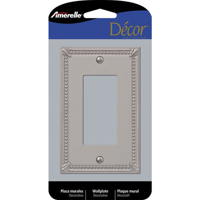 Amerelle Imperial Bead Brushed Nickel 1 gang Metal Decorator Wall Plate
