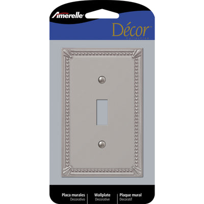 Amerelle Imperial Bead Brushed Nickel 1 gang Metal Toggle Wall Plate