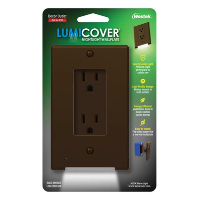 Westek LumiCover Aged Bronze 1 gang Plastic Duplex Wall Plate