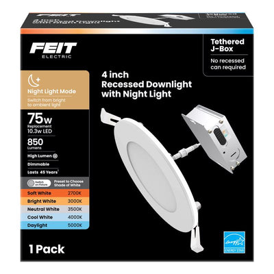 Feit LED Retrofits White 5 in. W Aluminum LED Canless Recessed Downlight 10.3 W