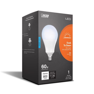 Feit A19 E12 (Candelabra) LED Dusk to Dawn Bulb Daylight 60 Watt Equivalence