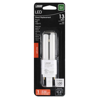 Feit Linear PL GX23-2 LED Tube Light Soft White 13 Watt Equivalence