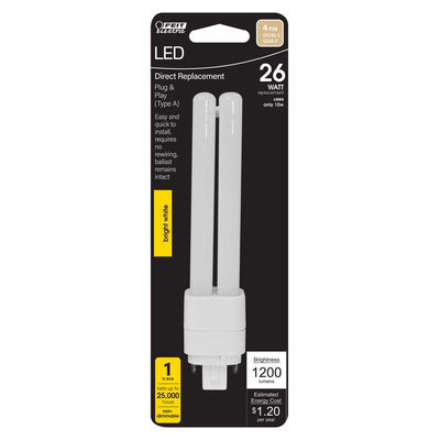 Feit PL GX24Q-3 4-Pin LED Tube Light Bright White 26 Watt Equivalence