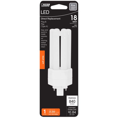 Feit Linear PL GX24Q-2 LED Bulb Soft White 18 Watt Equivalence