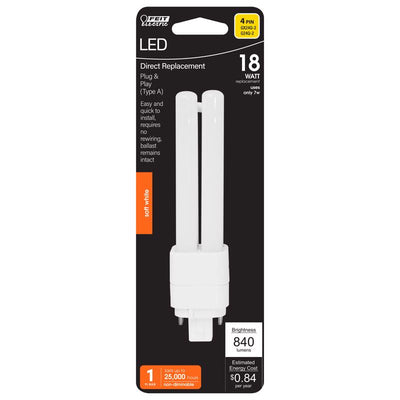 Feit Linear PL G24Q-2 LED Bulb Soft White 18 Watt Equivalence