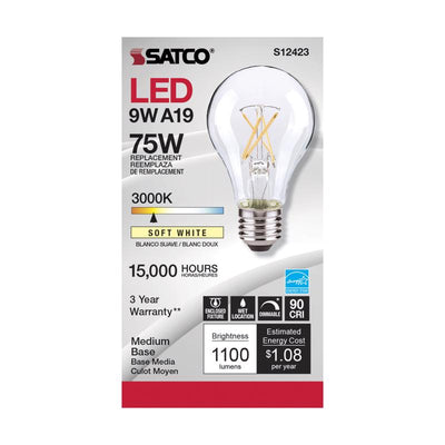 Satco A19 E26 (Medium) Filament LED Bulb Soft White 75 Watt Equivalence