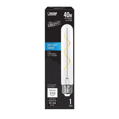 Feit T10 E26 (Medium) Filament LED Bulb Daylight 40 Watt Equivalence