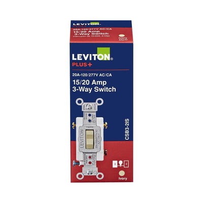 Leviton 20 amps 3-Way Toggle AC Quiet Switch Ivory