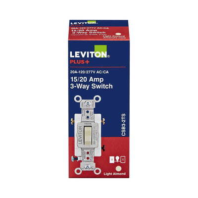 Leviton 20 amps 3-Way Toggle AC Quiet Switch Light Almond