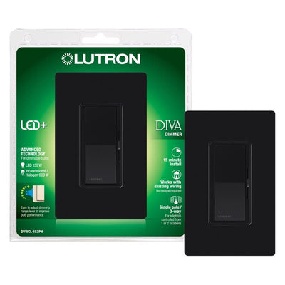 Lutron Diva Black 150 W Rocker Dimmer Switch