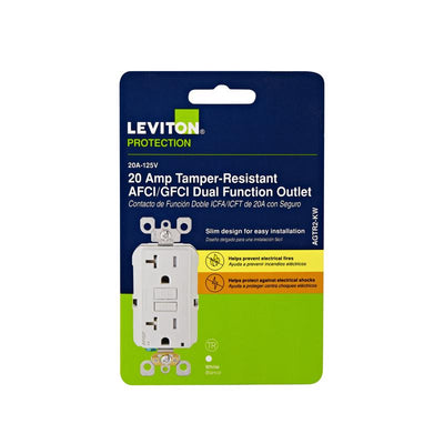 Leviton 20 amps 125 V Tamper Resistant White AFCI/GFCI Dual Function Outlet 5-20R