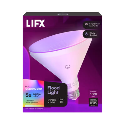 LIFX Smart Home PAR38 E26 (Medium) Smart-Enabled LED Bulb Color Changing 150 Watt Equivalence