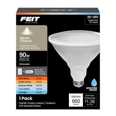 Feit PAR38 E26 (Medium) LED Bulb Adjustable White 90 Watt Equivalence