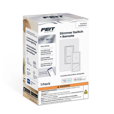 Feit White 200 W Paddle Smart-Enabled Dimmer Switch w/Remote Control