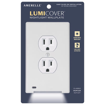 LumiCover Amerelle White 1 gang Plastic Decorator/Duplex Nightlight Wall Plate