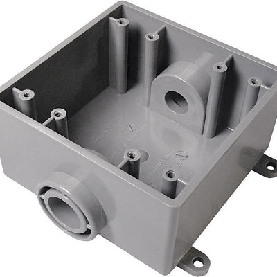 Cantex New and Old Work 32 cu in Square PVC 2 gang Outlet Box Gray