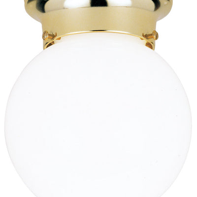 Westinghouse 7-1/4 in. H X 6 in. W X 6 in. L Polished Brass White Ceiling Light