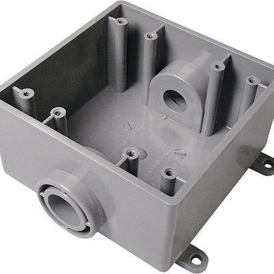 Cantex New and Old Work 32 cu in Square PVC 2 gang Outlet Box Gray