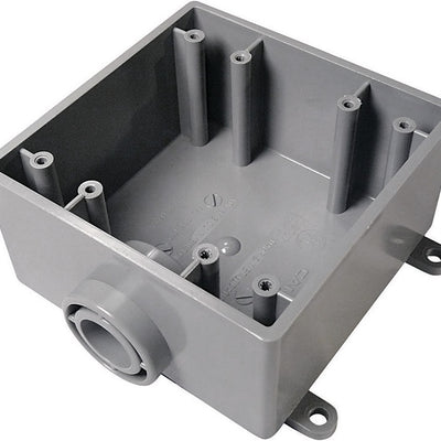 Cantex New and Old Work 32 cu in Square PVC 2 gang Outlet Box Gray