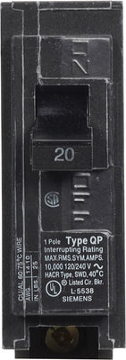 Siemens 20 amps Standard Single Pole Circuit Breaker